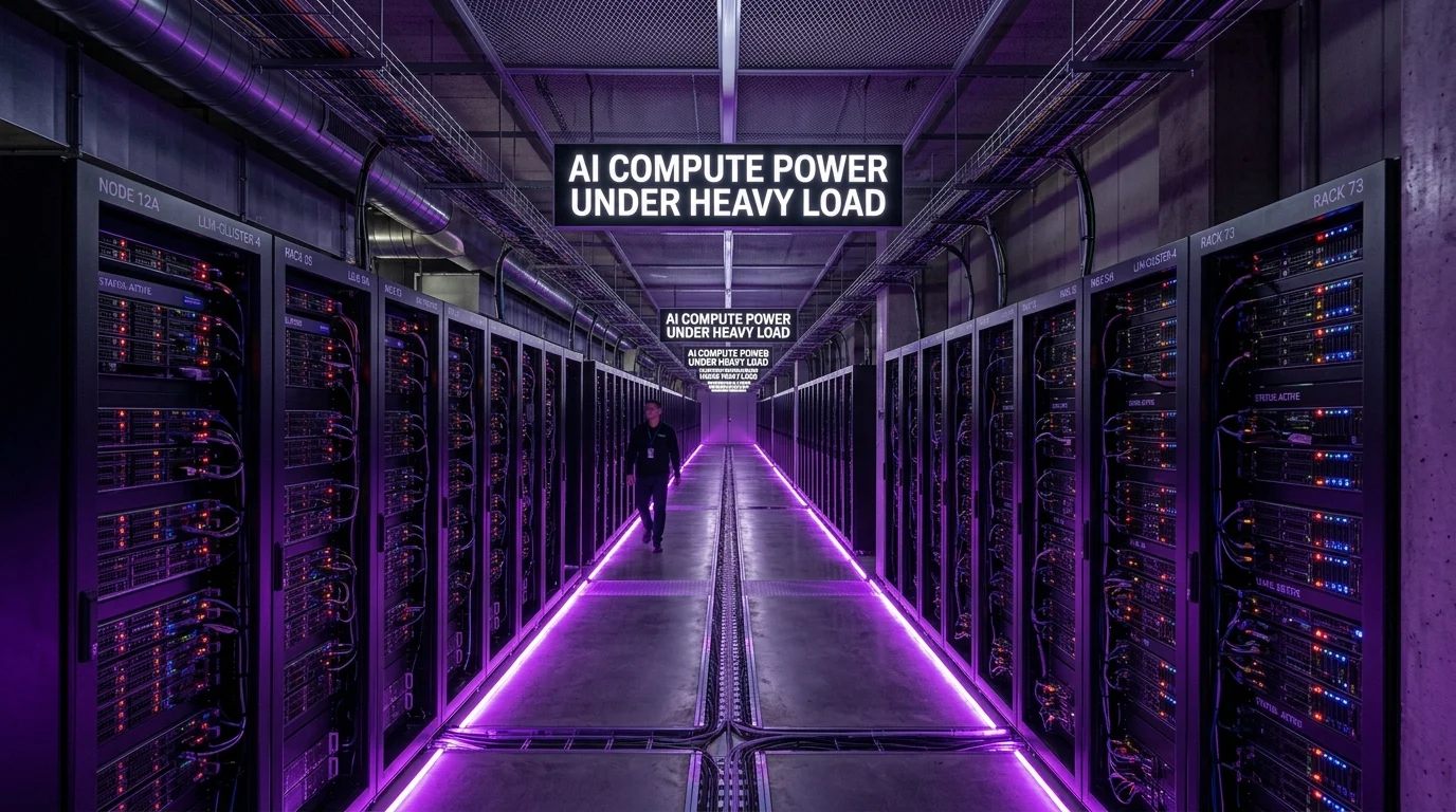 Futuristic data center representing the compute requirements of Claude 3.5 Sonnet models.