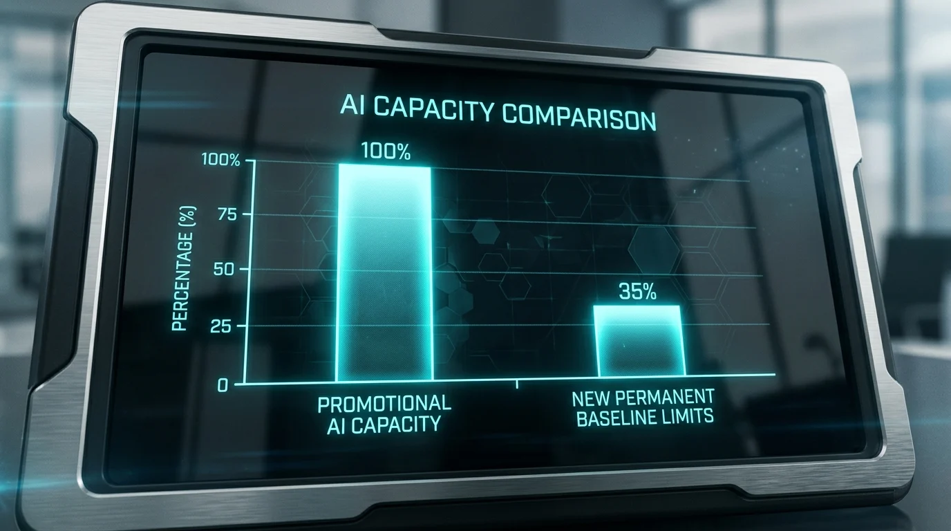 Chart comparing 150 percent promotional limits vs 125 percent permanent baseline for Claude AI.