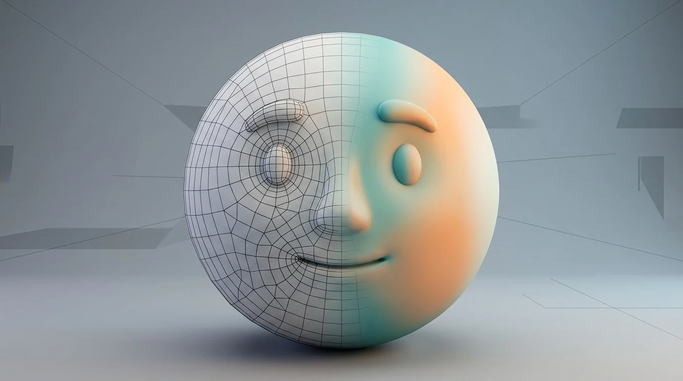 A 3D wireframe model of a digital character.