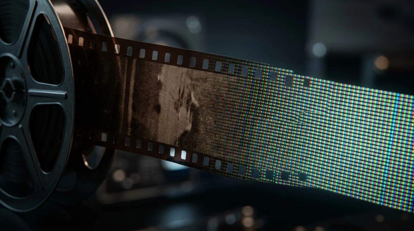 Conceptual image of film-to-digital 4K restoration.
