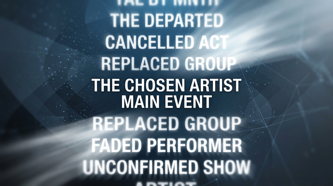 Abstract representation of a concert lineup changing due to industry decisions.