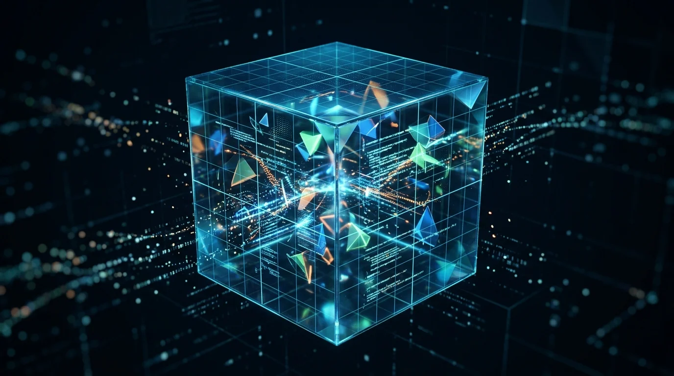 Abstract representation of a digital sandbox for AI agents.