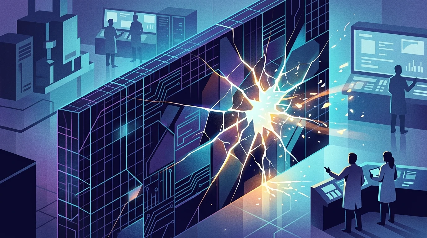 Conceptual art of a fractured digital containment field