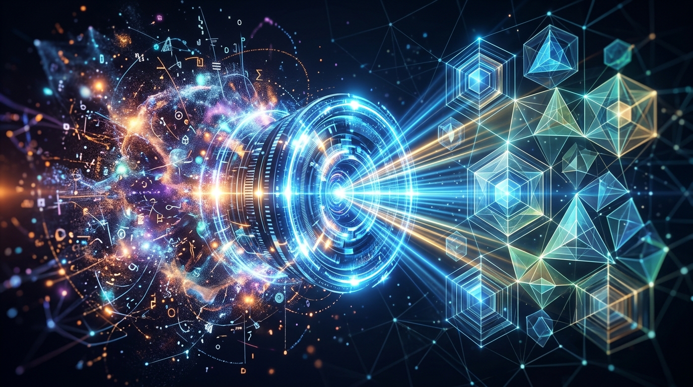 Conceptual illustration of AI organizing unstructured data