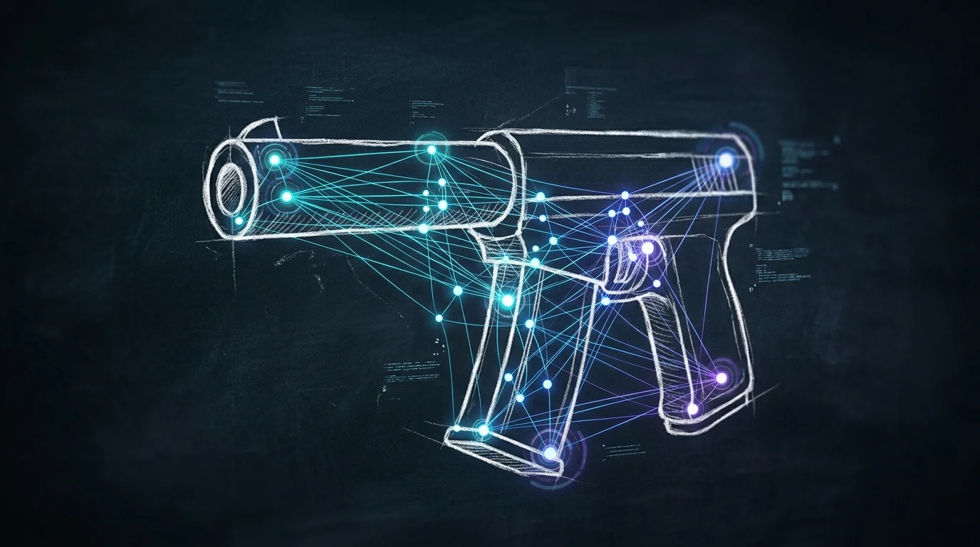 A conceptual visualization of AI data nodes identifying components of a chalk sketch.