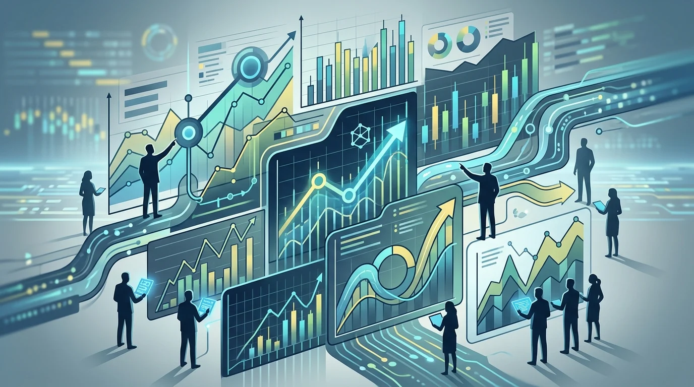 Abstract visualization of AI agents analyzing economic policy interventions.
