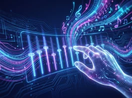 Conceptual abstract digital interface representing user control over music algorithms