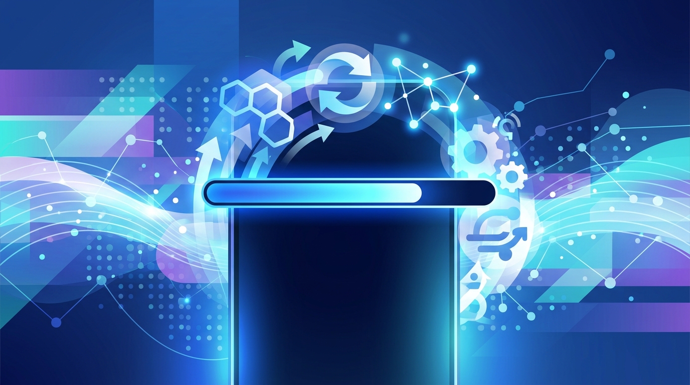 Conceptual illustration of a mobile software update process.