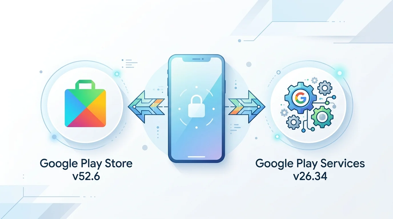 Infographic showing Play Store and Play Services versions.
