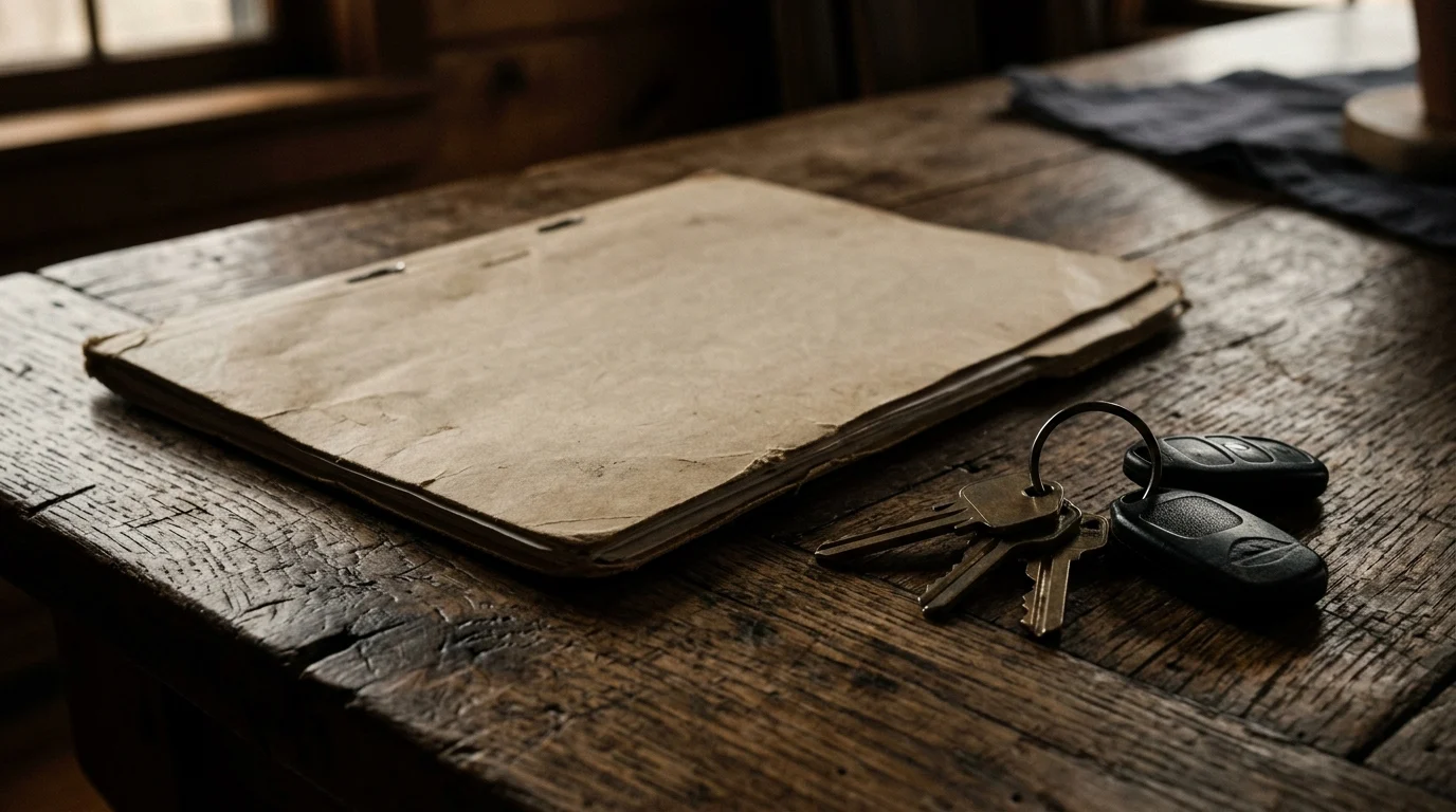 A close-up of a file folder on a desk representing the Ashton Shaw mystery.