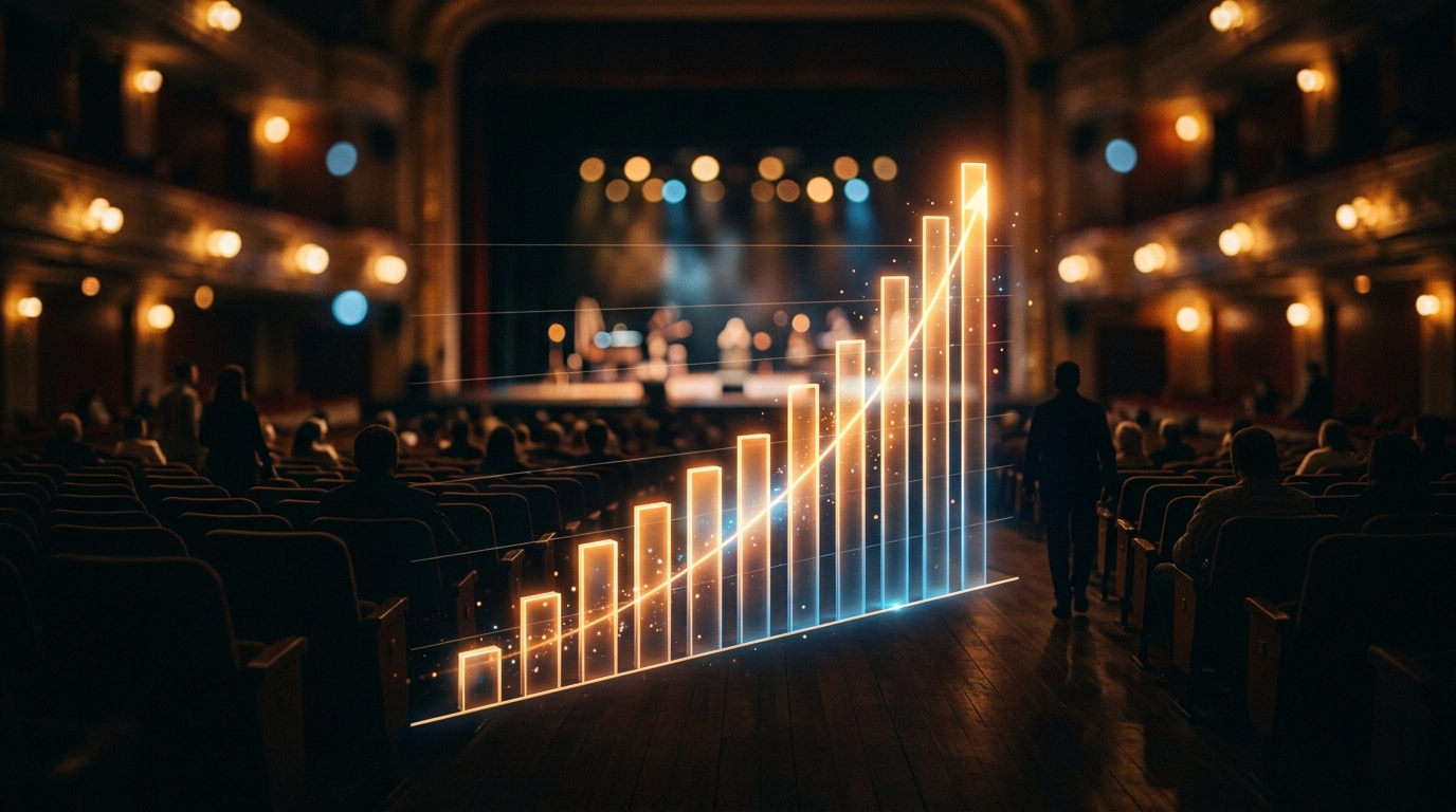 A conceptual graph showing box office growth and tracking trends.