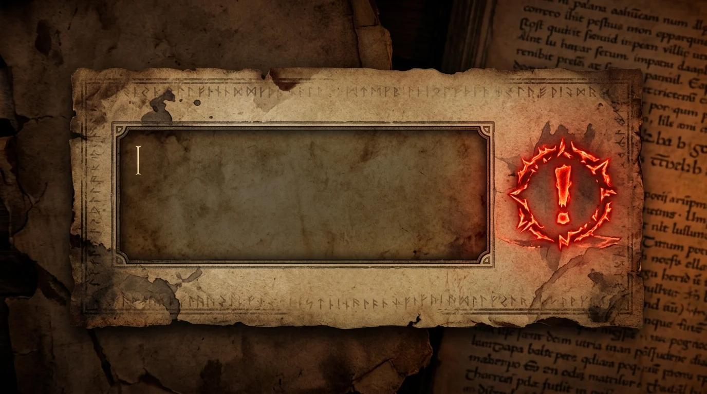 A conceptual UI element for character naming with a warning indicator.