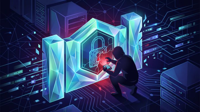 Conceptual illustration of an authentication bypass vulnerability in a digital network.