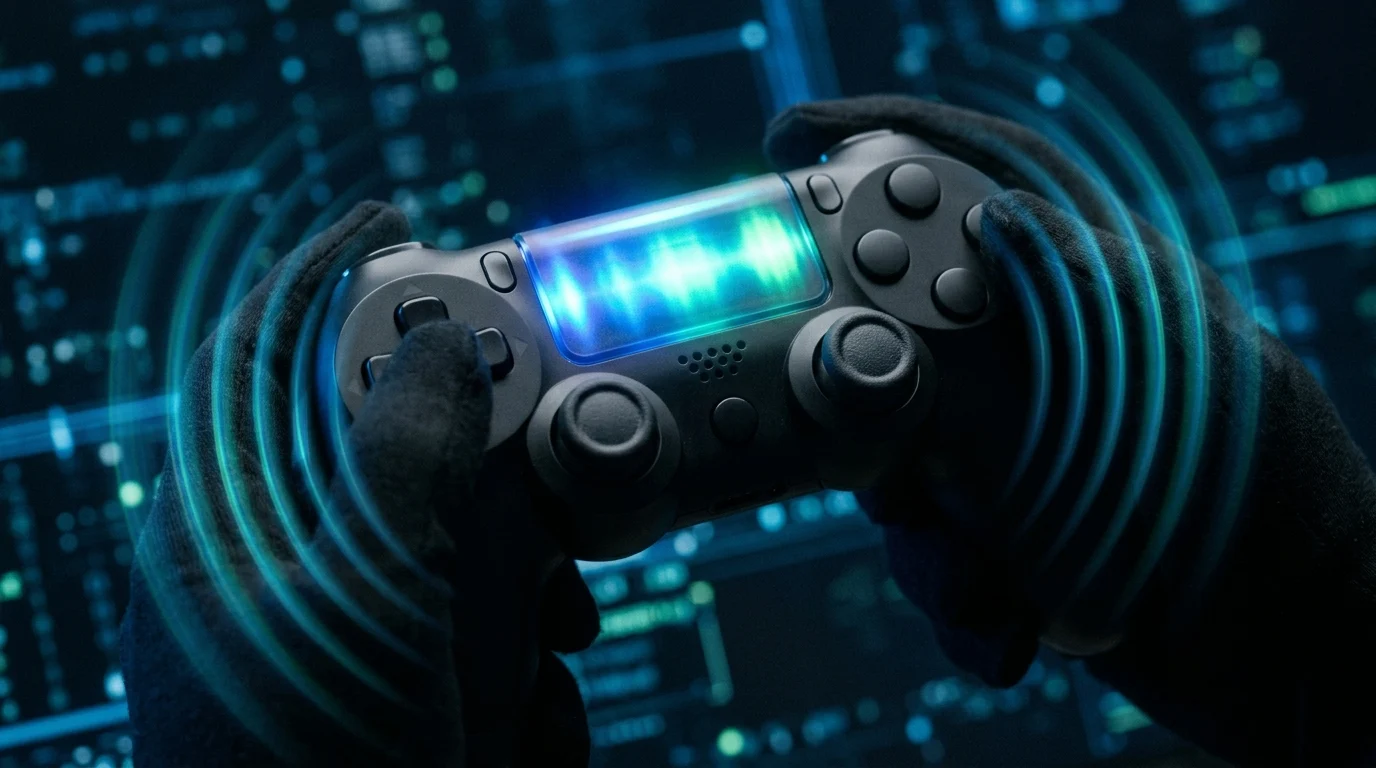 Graphic representation of light and vibration feedback on a game controller.