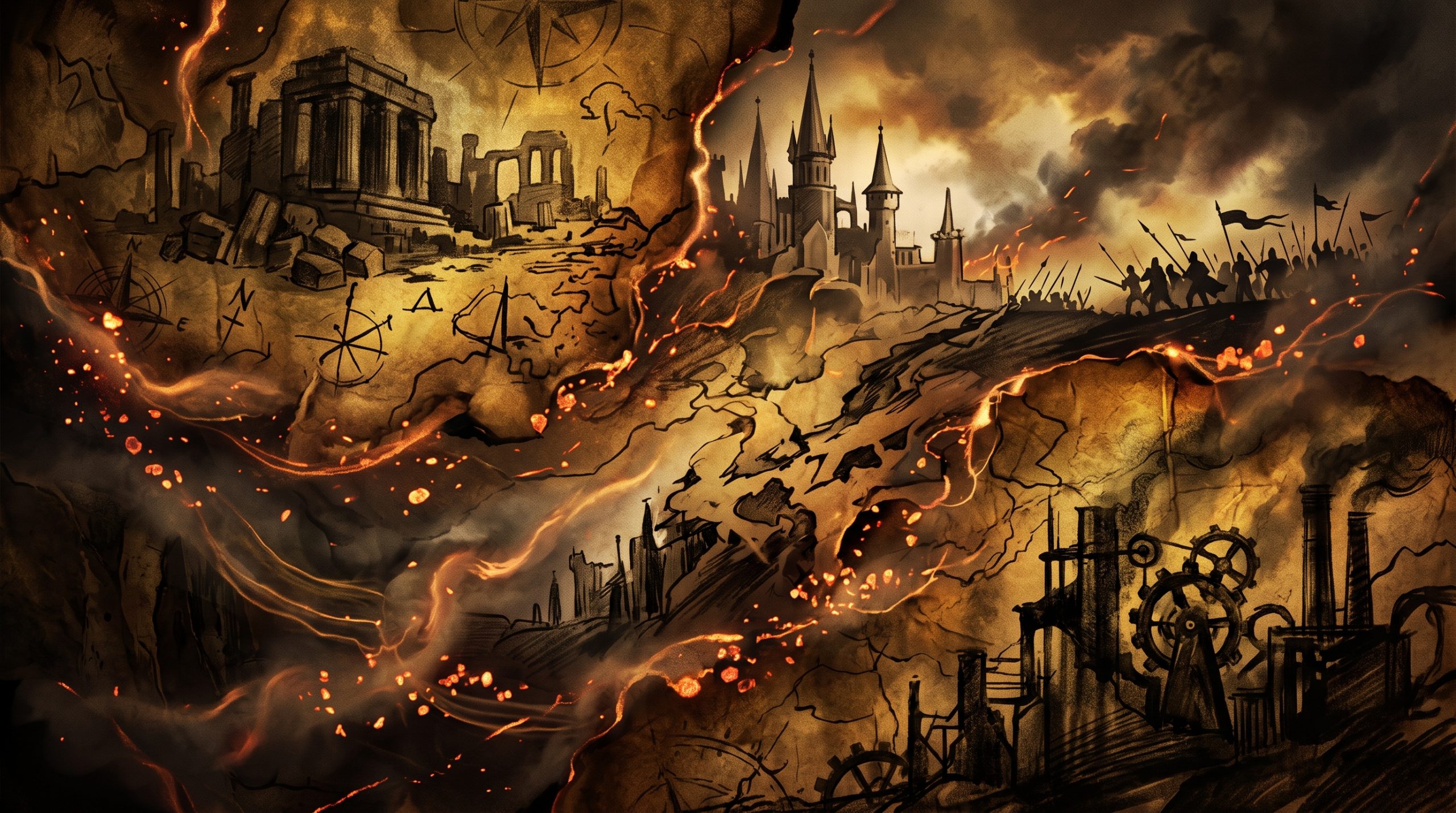 dawnwalker-saga-anthology-concept Conceptual art of a changing historical timeline representing the Dawnwalker saga anthology.