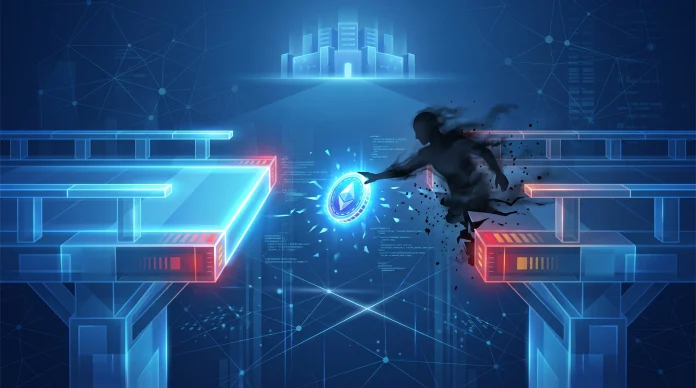 Conceptual representation of a digital session token being intercepted during a security transition.