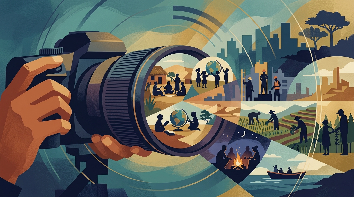 Conceptual art representing documentary and short film storytelling