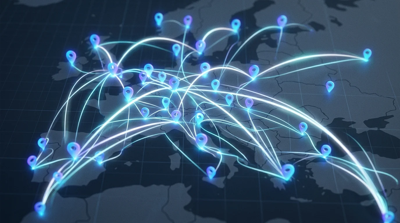 Detail of a digital map interface showing audio data points.