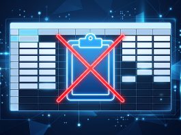 A conceptual graphic showing a spreadsheet with a broken clipboard symbol