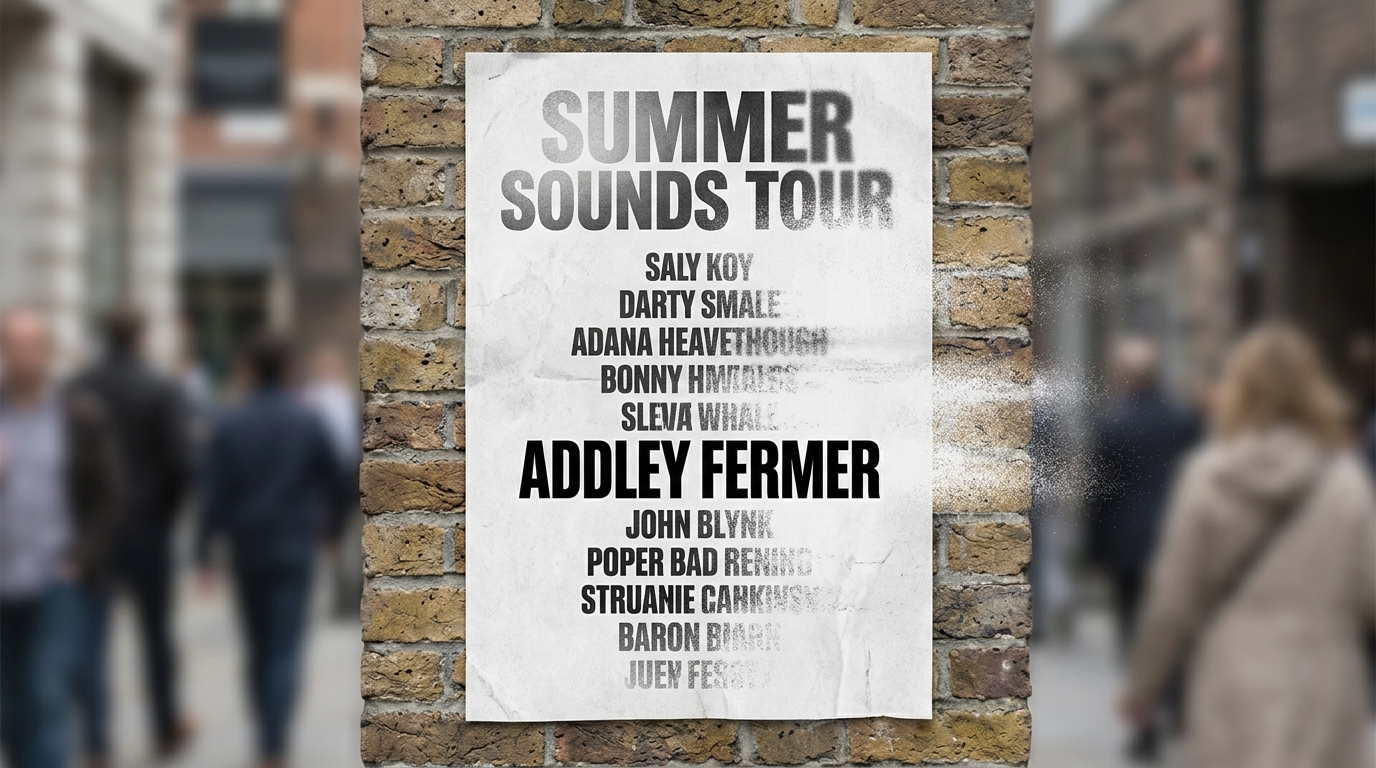Ed Sheeran Support Acts Resign After Macklemore Dropped From Tour 1 A conceptual image of a tour poster with names fading away.