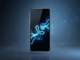 Conceptual representation of an AI phone assistant interface on a smartphone.