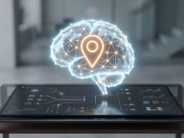 Conceptual 3D illustration of AI-powered item tracking technology.