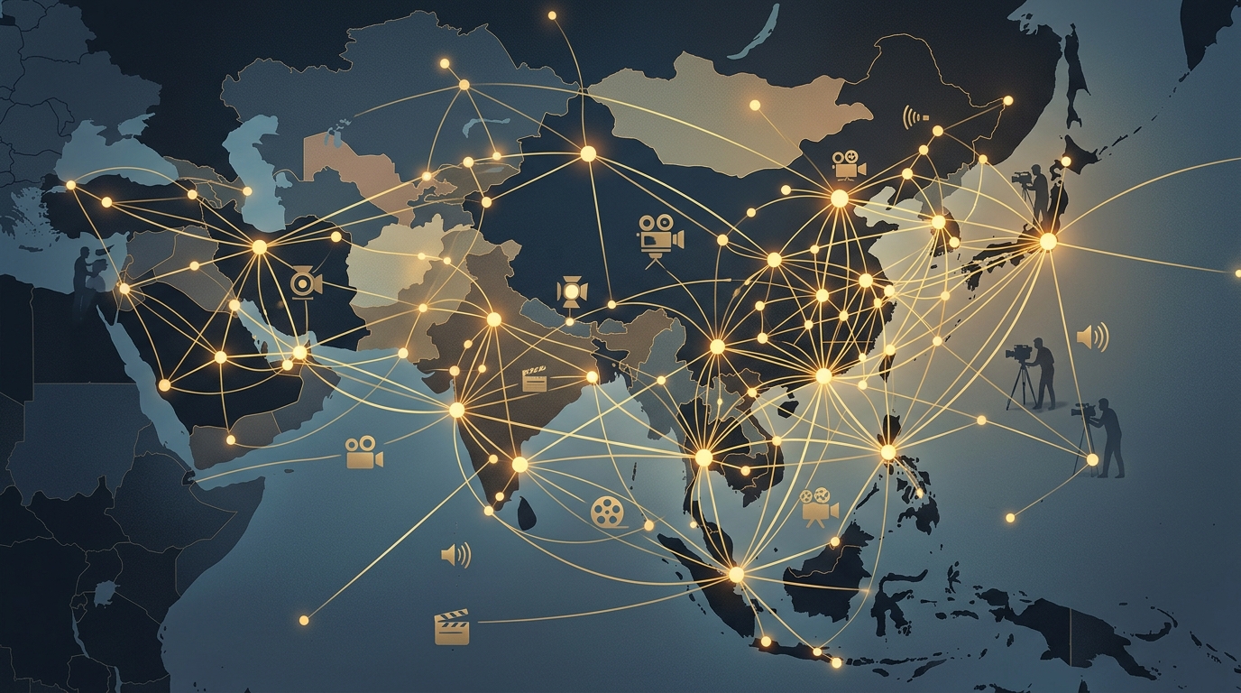 Abstract representation of a global film industry network