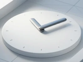 Stylized pill-shaped clock hands illustration.