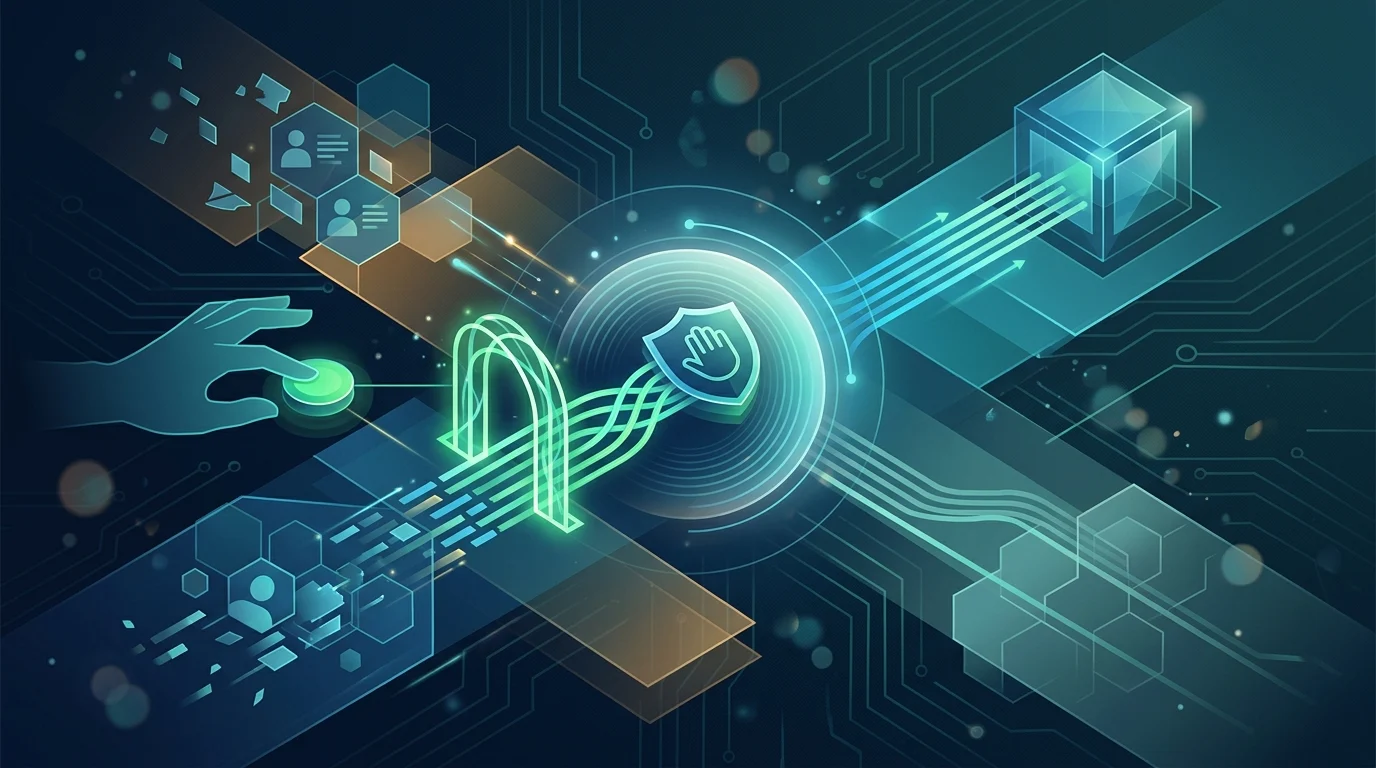 A conceptual graphic illustrating a digital connection being activated.