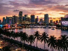 Vice City skyline at sunset