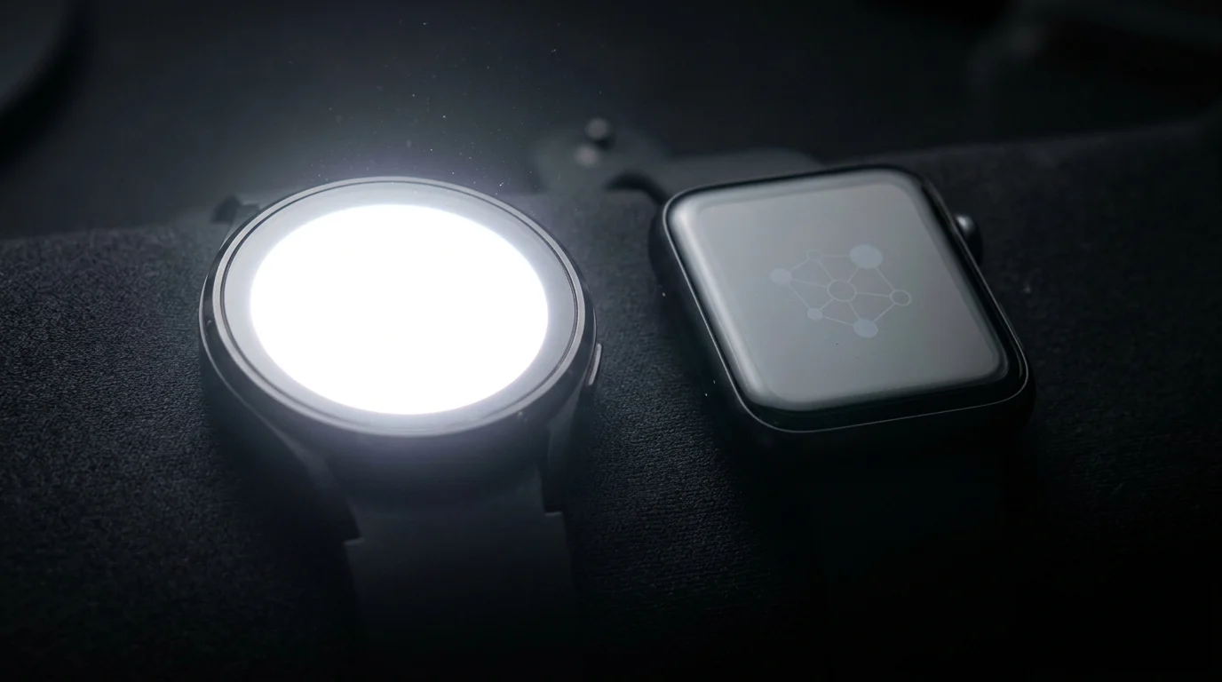 Conceptual representation of extreme screen brightness on a wearable device.