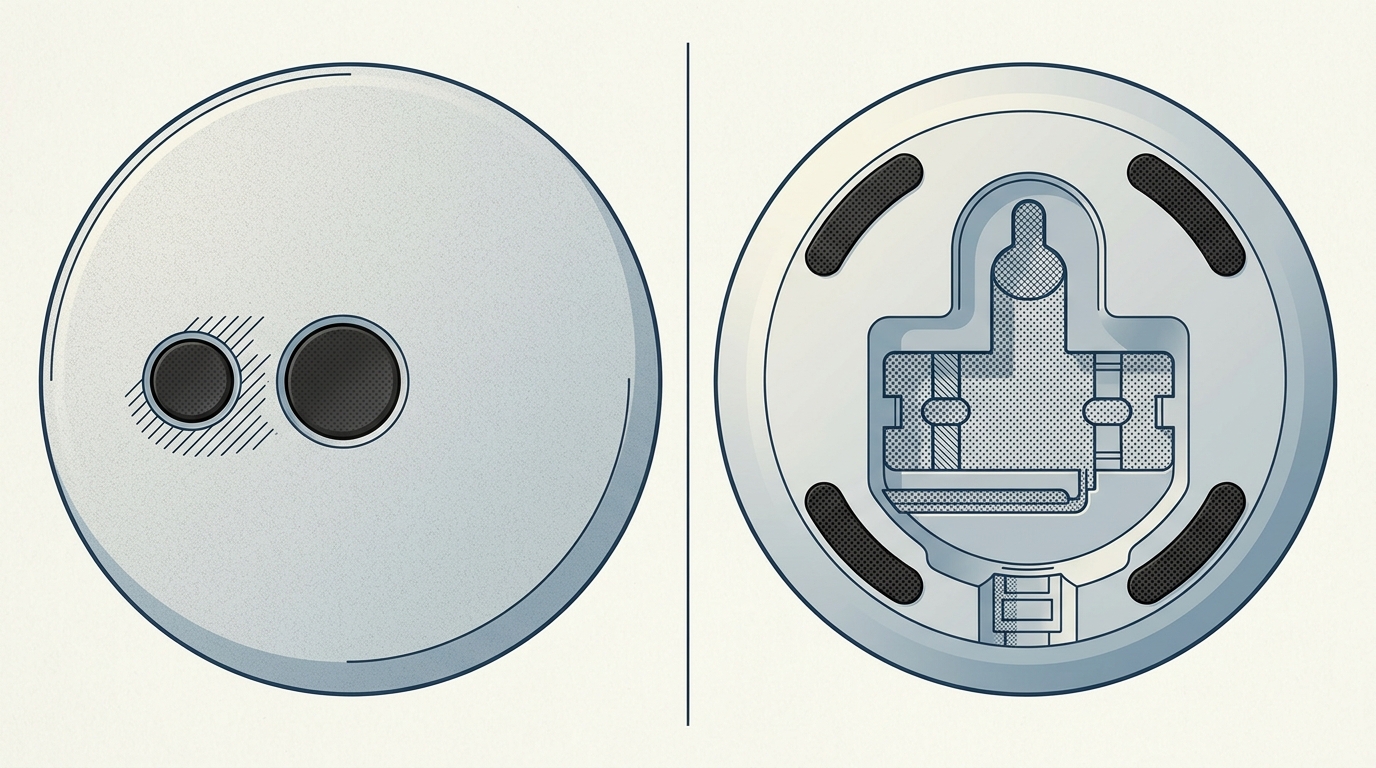 Comparison of two different smart speaker base designs for identification purposes.
