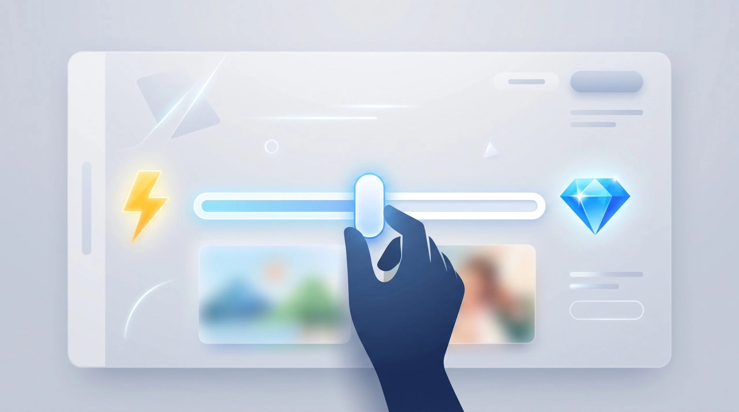 ios-27-ai-processing-concept Conceptual illustration showing the choice between speed and high-quality image processing.