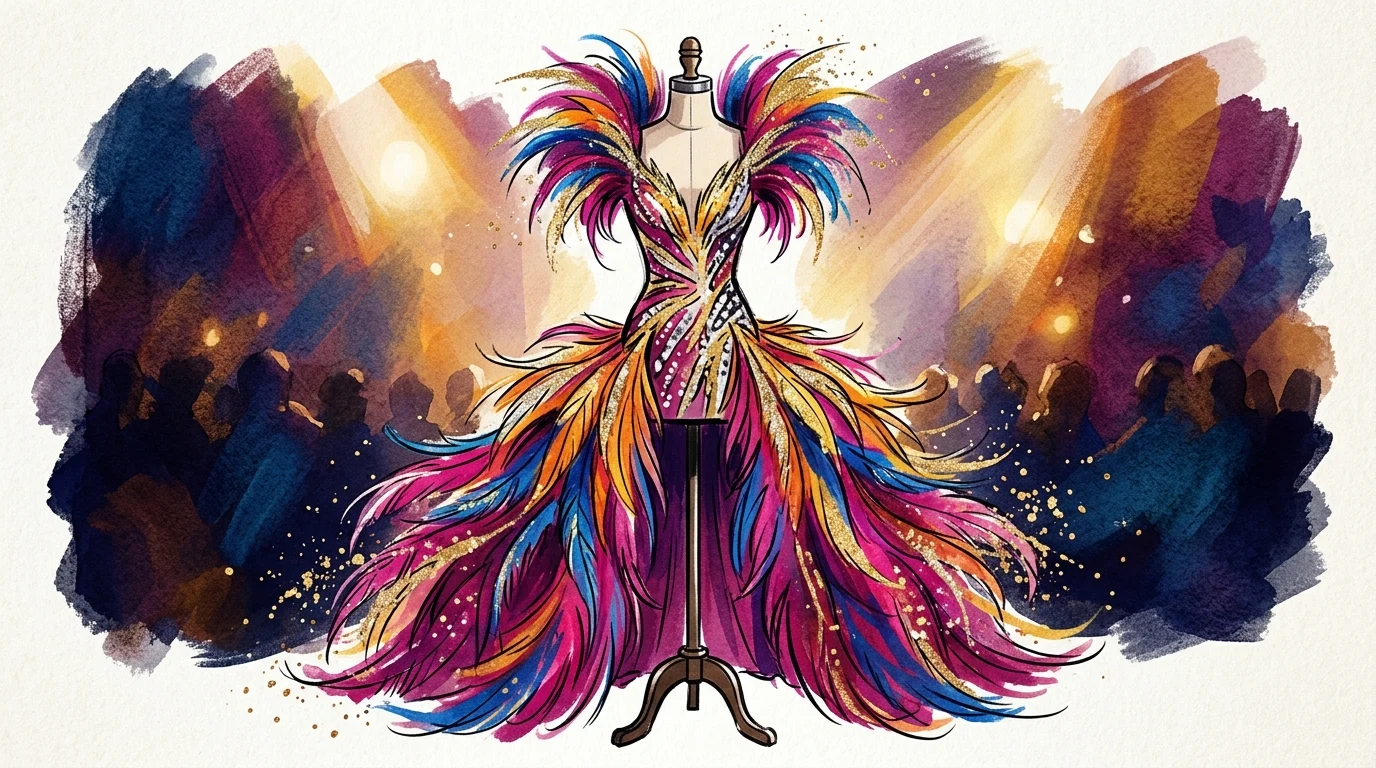 Bob Mackie, ‘Sultan of Sequins’ Designer for Cher and Elton John, Dies at 87 1 A conceptual illustration of a feathered and beaded theatrical gown.