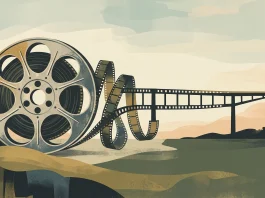 Conceptual art representing a bridge between international cinematic cultures.