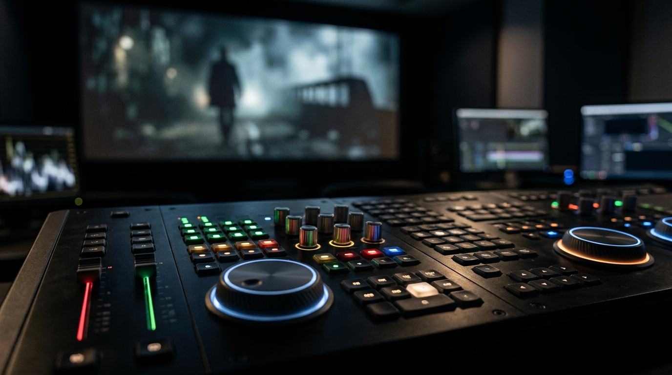 Abstract visualization of a film post-production environment.