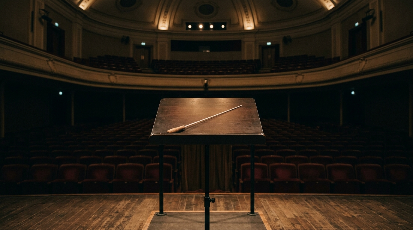 Minimalist music stand and baton concept.