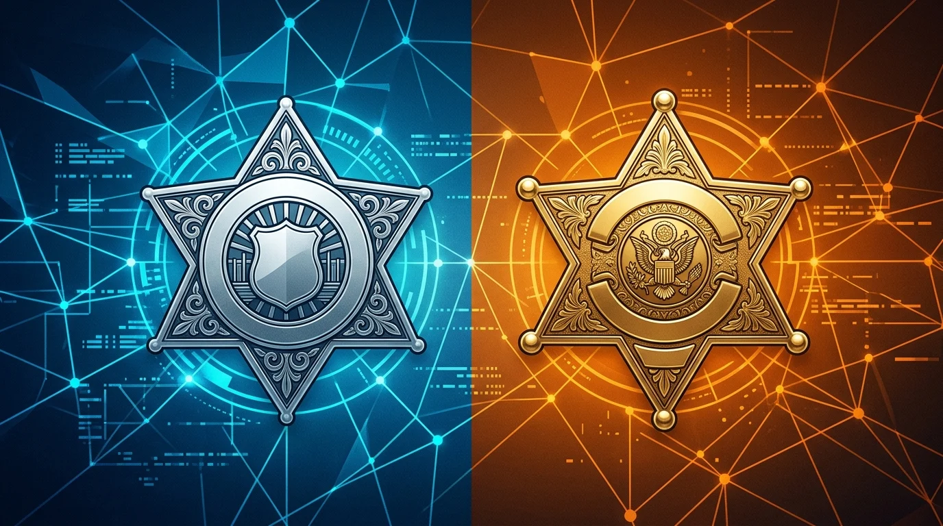 Why Chris O'Donnell's 9-1-1: Nashville Role Blocks an NCIS: New York Reunion 1 Conceptual representation of two different television networks through badge imagery and contrasting colors.