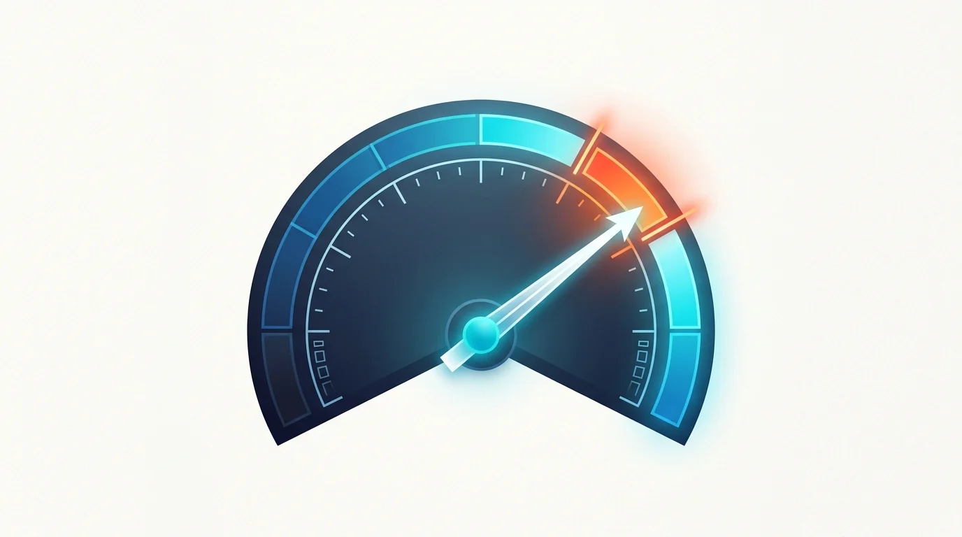 A conceptual digital gauge showing high performance levels.