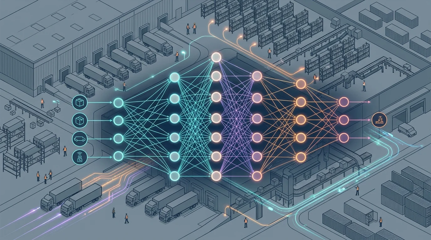 Abstract representation of physical AI and industrial software.