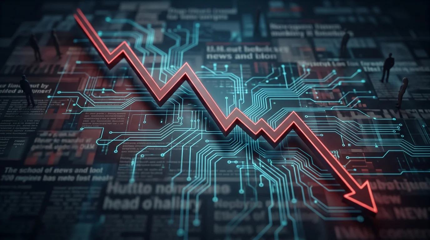 Seattle Times and Newsday Sue OpenAI and Microsoft, Seeking Destruction of AI Models 1 A digital chart showing a sharp decline in traffic represented by a falling line.