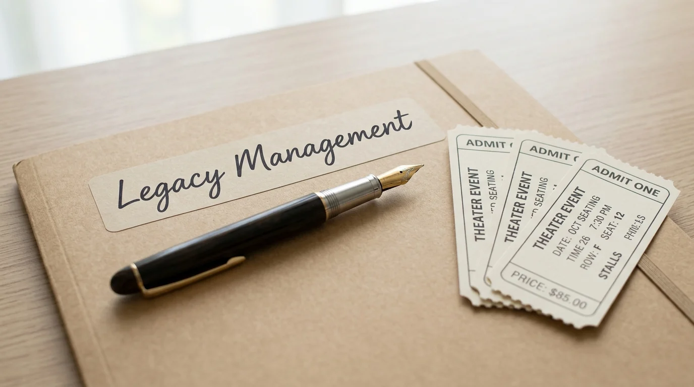 Conceptual image of legacy management documents and tickets.