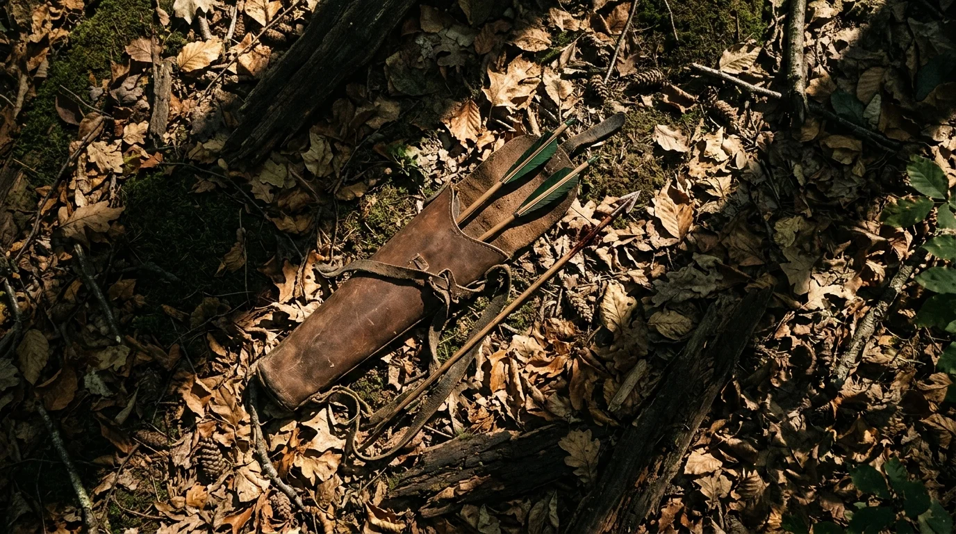 The Death of Robin Hood: Hugh Jackman’s R-Rated Drama Sets Max Release Date 1 A discarded leather quiver and a single arrow on a forest floor.