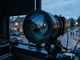 A conceptual tactical lens reflecting a suburban neighborhood.