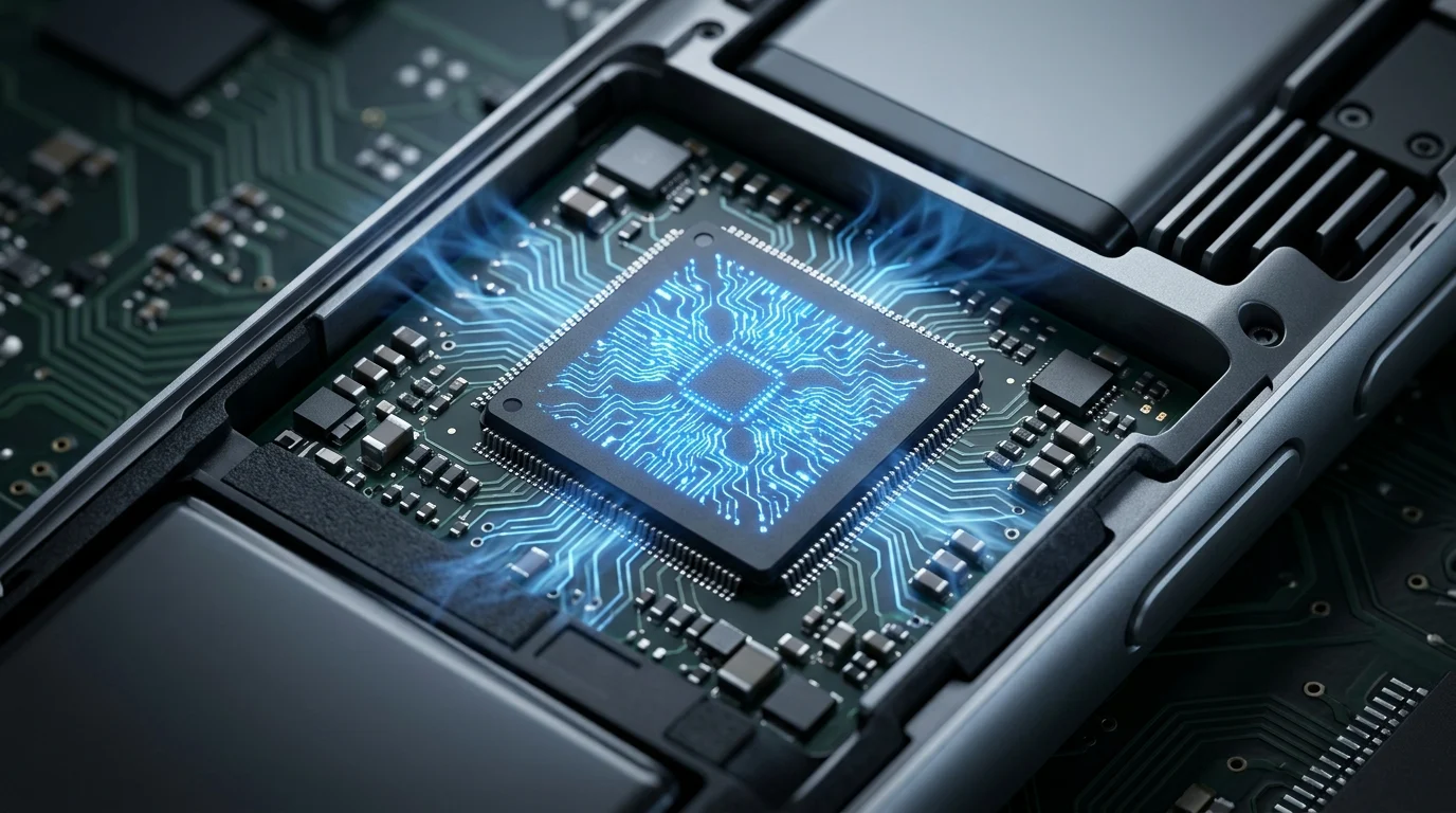 Illustration representing advanced AI chip processing.