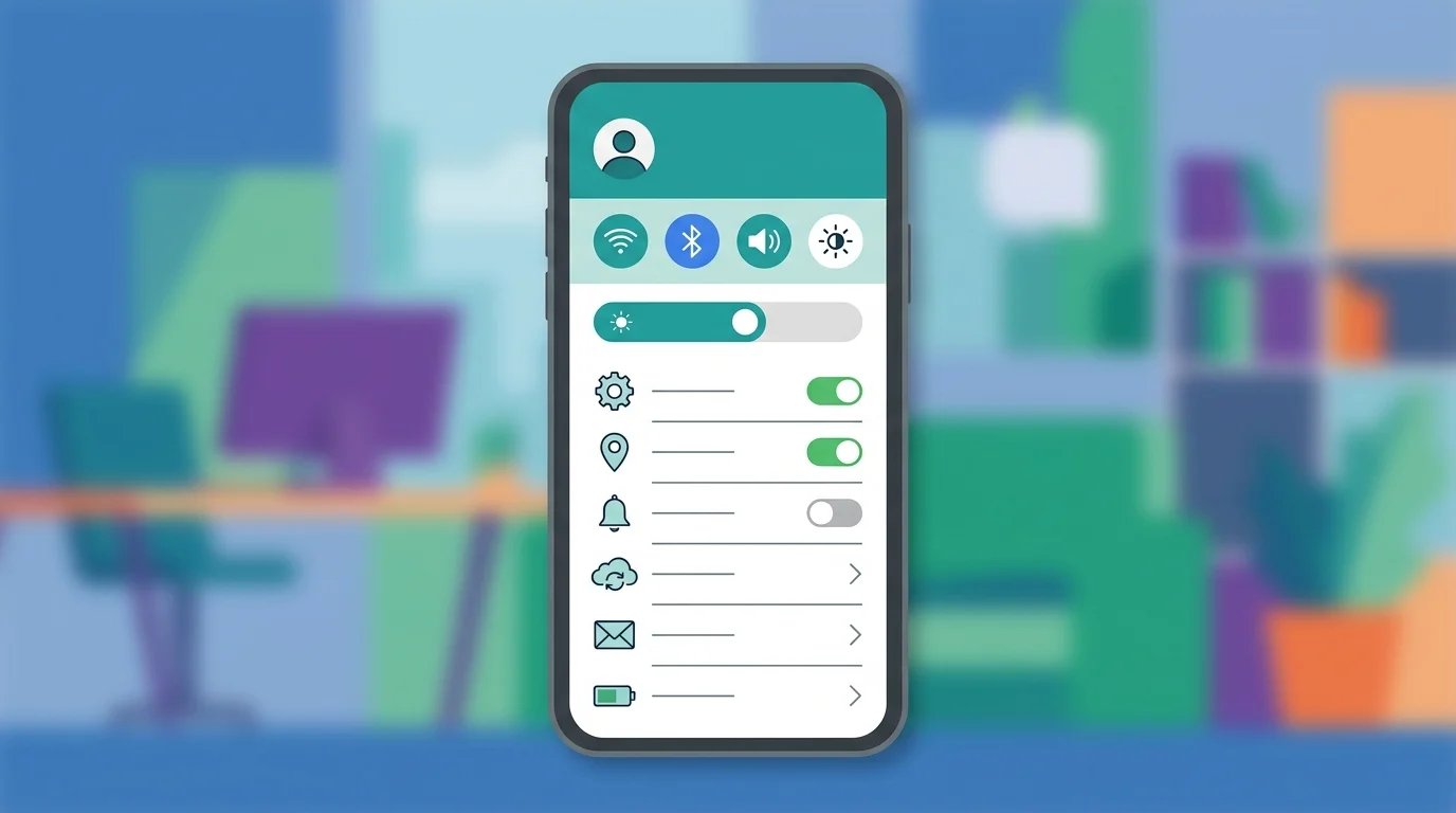 Abstract representation of a mobile settings menu for app management.