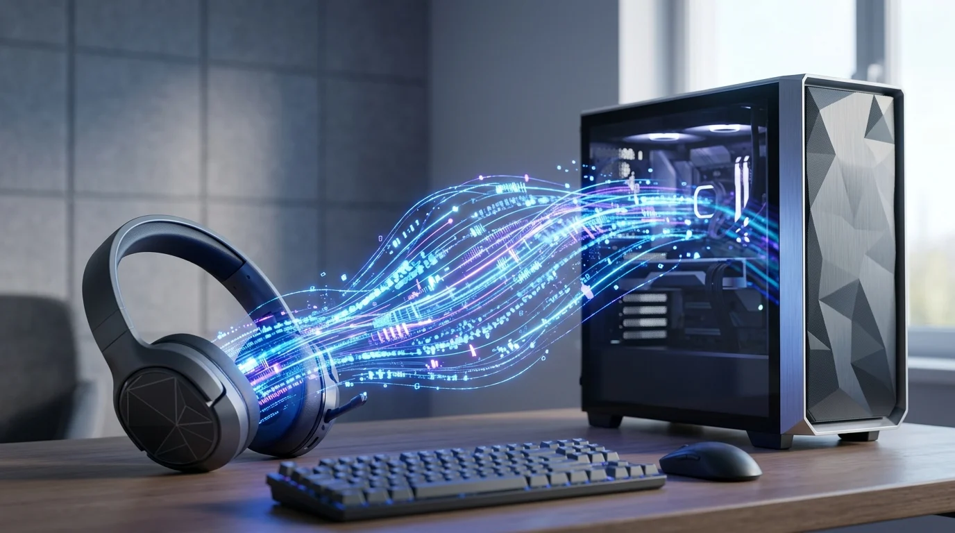 Abstract visualization of 6GHz Wi-Fi 6E connectivity for VR streaming
