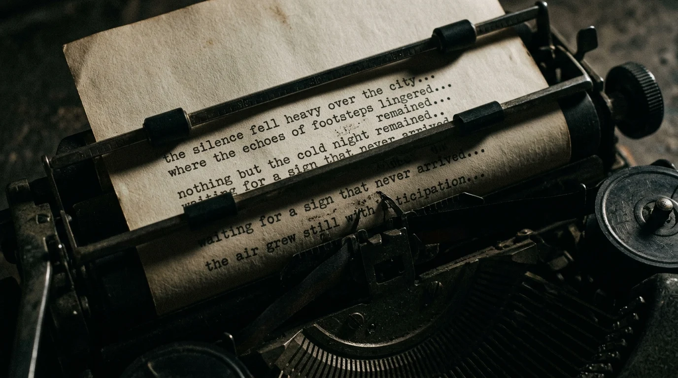 A close-up of a film script with dramatic shadows.
