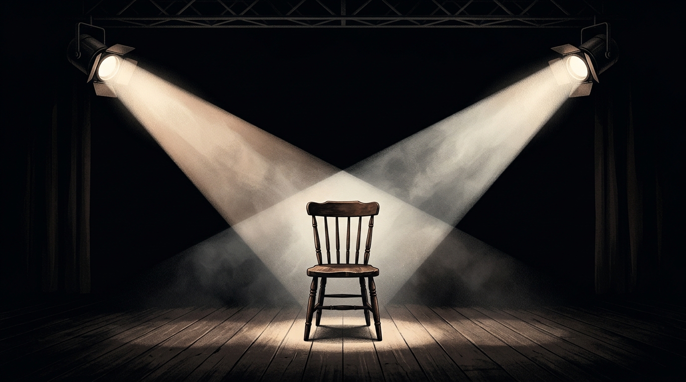 Conceptual representation of a theater performance with spotlights.