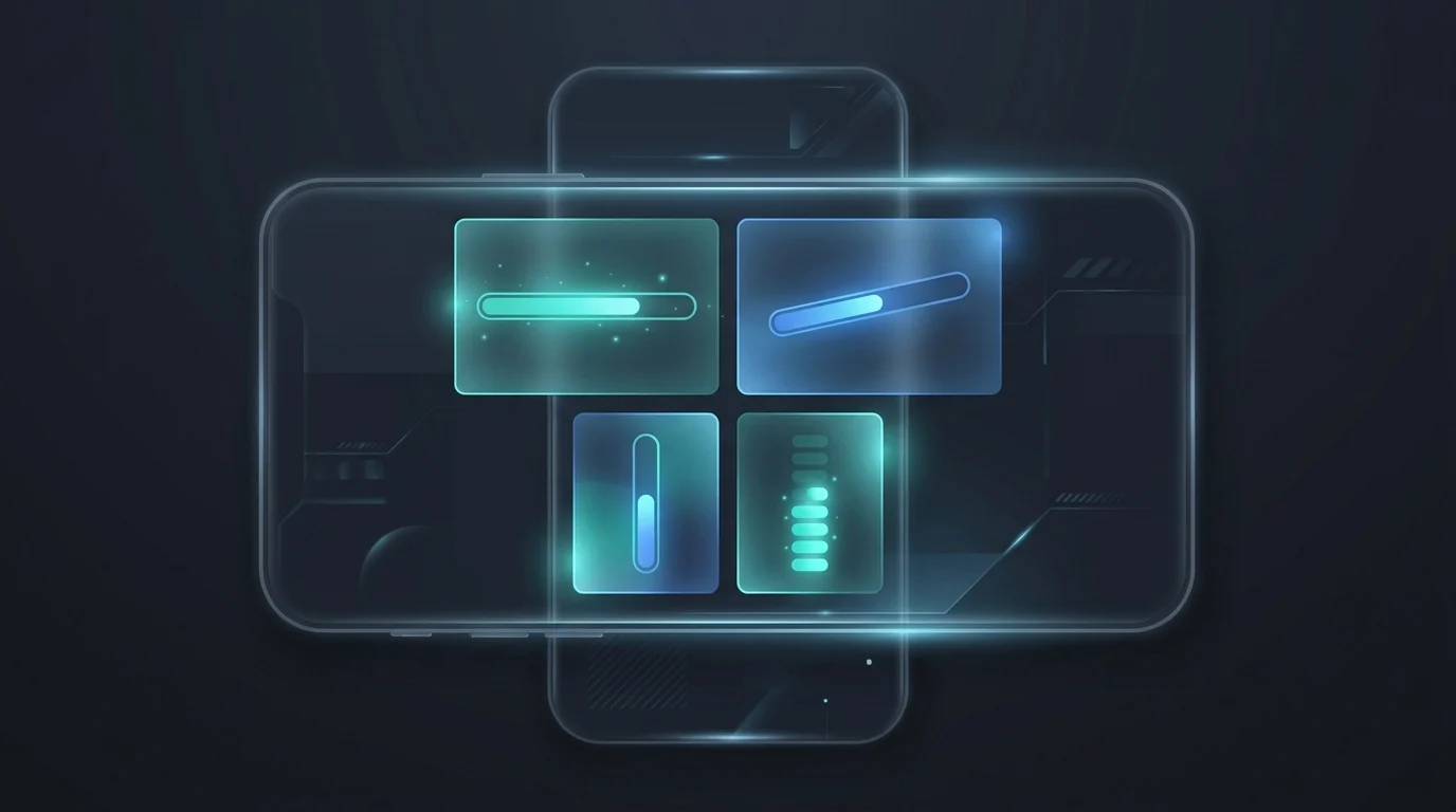 Conceptual grid interface on smartphone.